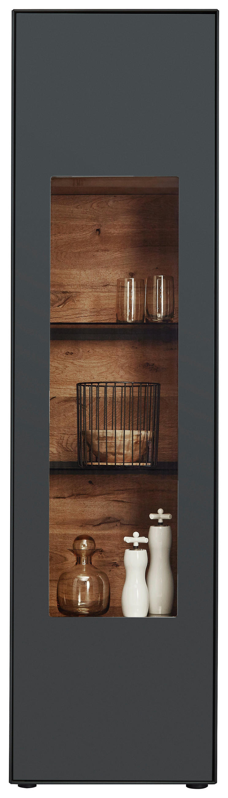 VITRINE Anthrazit  54/205/39 cm  - Anthrazit, Natur, Glas/Holz (54/205/39cm) - Valnatura