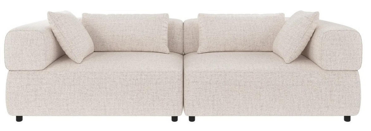 3-SITS SOFFA i beige  - beige/svart, Klassisk, metall/trä (246/67/105cm) - Rowico