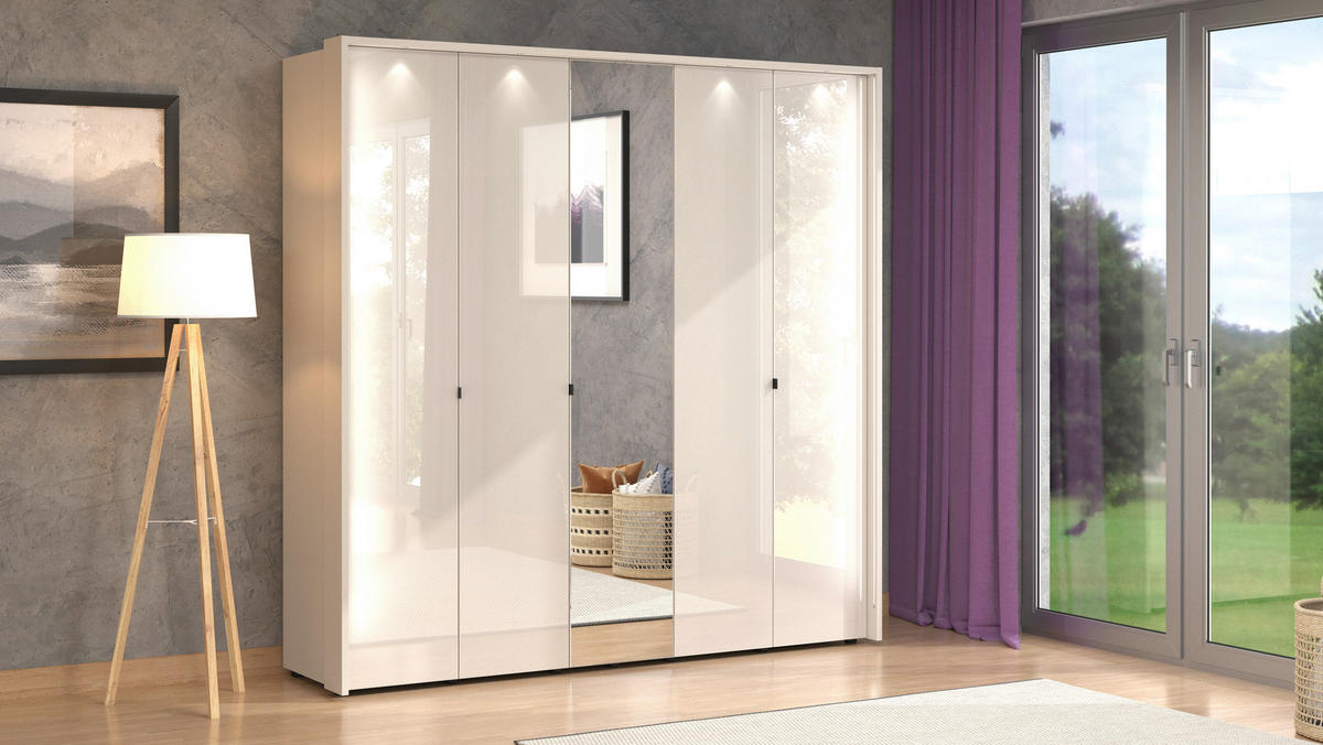 NYÍLÓAJTÓS SZEKRÉNY kasmírszínű  - kasmírszínű/fekete, Konventionell, faalapú anyag/üveg (224/226,5/56,5cm) - Stylife