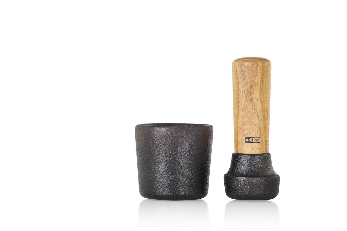 MÖRSERSET CAMO  - Schwarz/Akaziefarben, Design, Holz/Metall (6,2/6cm) - AdHoc