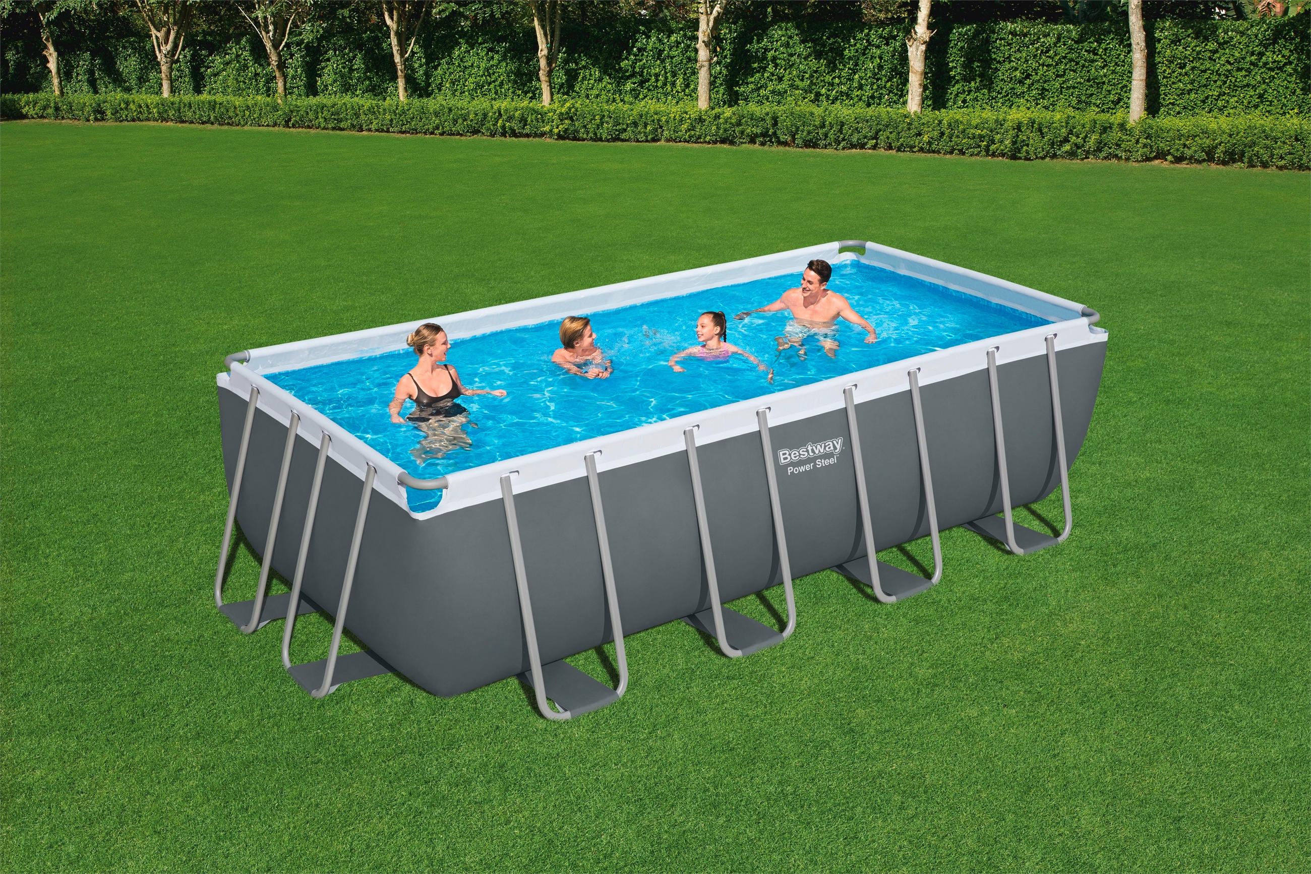 BAZÉN 488/244/122 cm - šedá/bílá, Konvenční, kov/plast (488/244/122cm) - Bestway