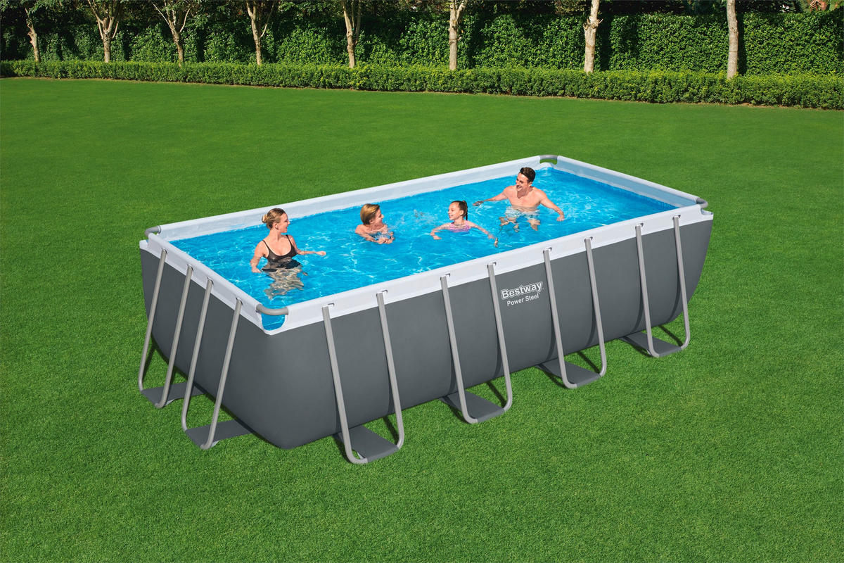 POOL 56671GS 488/244/122 cm  - Blau/Weiß, KONVENTIONELL, Kunststoff/Metall (488/244/122cm) - Bestway