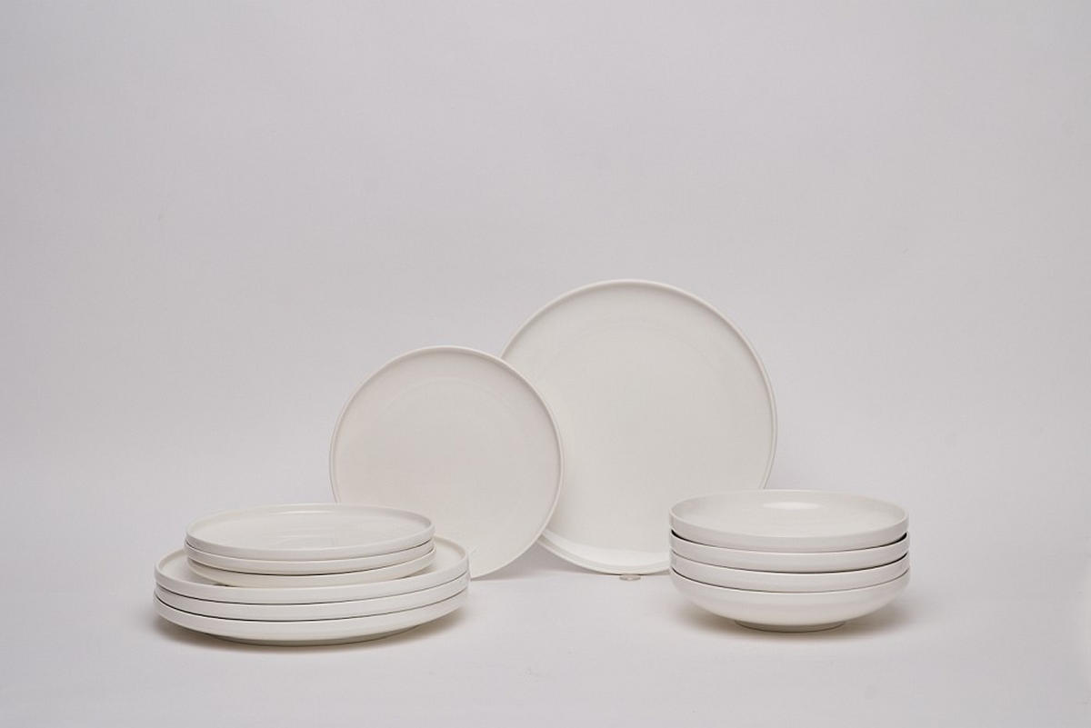 KOMBINOVANÝ SERVIS 12-dielne, porcelán keramika  - biela, Design, keramika - Novel