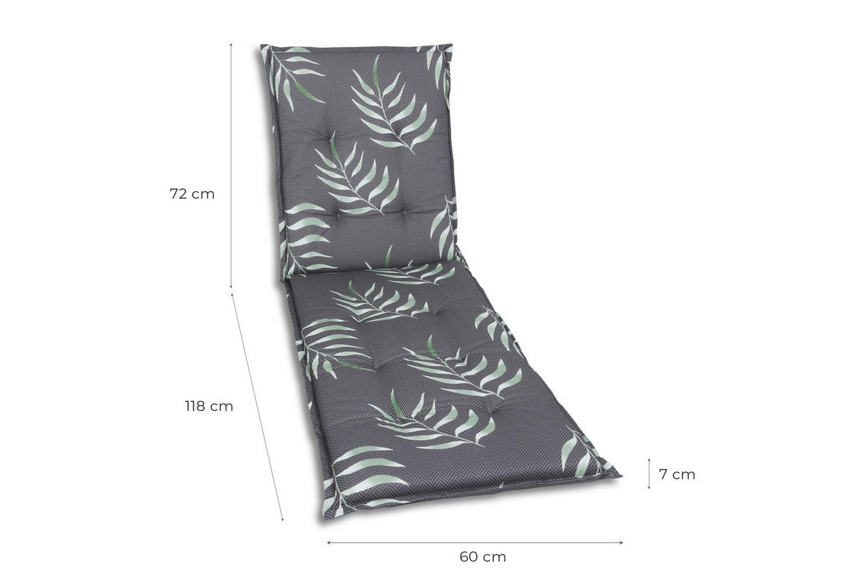 LIEGENAUFLAGE in Anthrazit, Grün Blätter  - Anthrazit/Grün, Design, Textil (60/190cm)