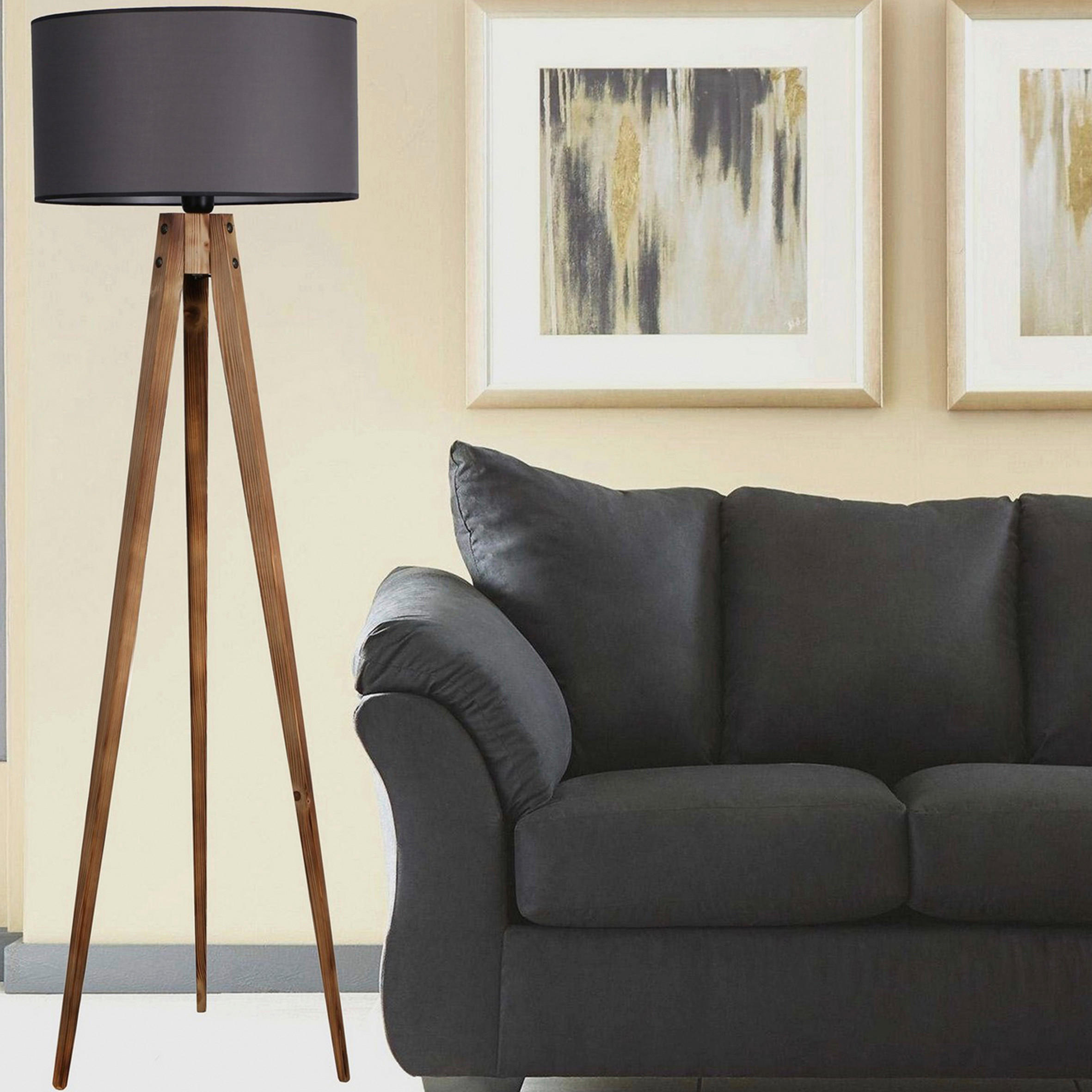 STEHLEUCHTE  153/50/50 cm   - Braun/Grau, Trend, Holz/Textil (153/50/50cm) - P & B