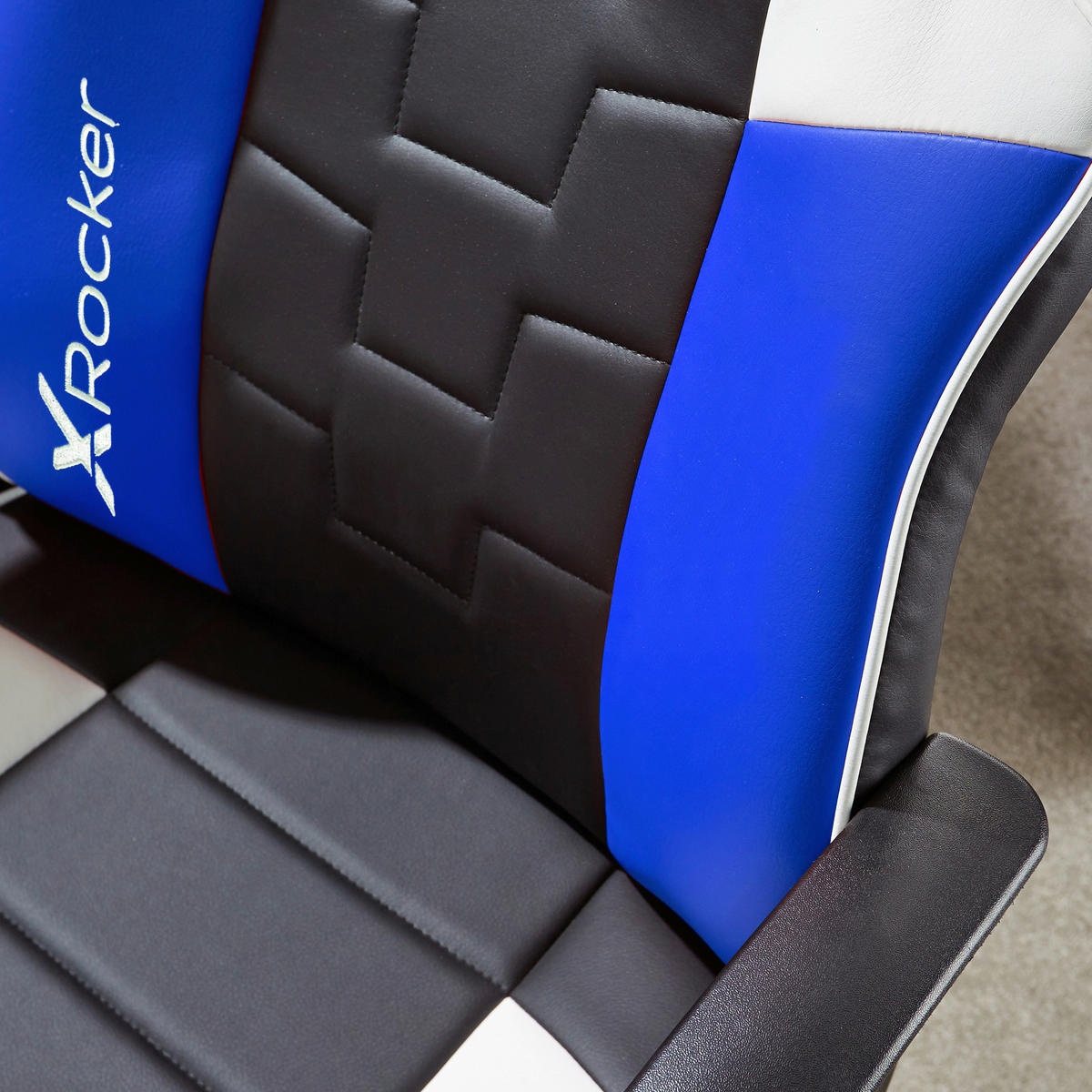 HERNÁ STOLIČKA, kožený vzhľad, modrá, čierna - čierna/modrá, Modern, textil (57,5/107,5/44cm) - X Rocker