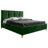 POLSTERBETT Lattenrost, Bettkasten Dunkelgrün 140/200 cm  - Dunkelgrün/Buchefarben, KONVENTIONELL, Holz/Textil (140/200cm) - Carryhome