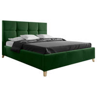 POLSTERBETT 140/200 cm, inkl. Lattenrost, Bettkasten,  in Dunkelgrün  - Dunkelgrün/Buchefarben, KONVENTIONELL, Holz/Textil (140/200cm) - Carryhome