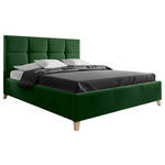 POLSTERBETT Lattenrost, Bettkasten Dunkelgrün 140/200 cm  - Dunkelgrün/Buchefarben, KONVENTIONELL, Holz/Textil (140/200cm) - Carryhome