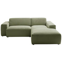 ECKSOFA in Cord Hellgrün  - Schwarz/Hellgrün, Design, Kunststoff/Textil (230/189cm) - Pure Home Lifestyle