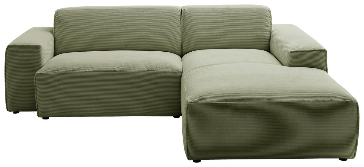 ECKSOFA in Cord Hellgrün  - Schwarz/Hellgrün, Design, Kunststoff/Textil (230/189cm) - Pure Home Lifestyle