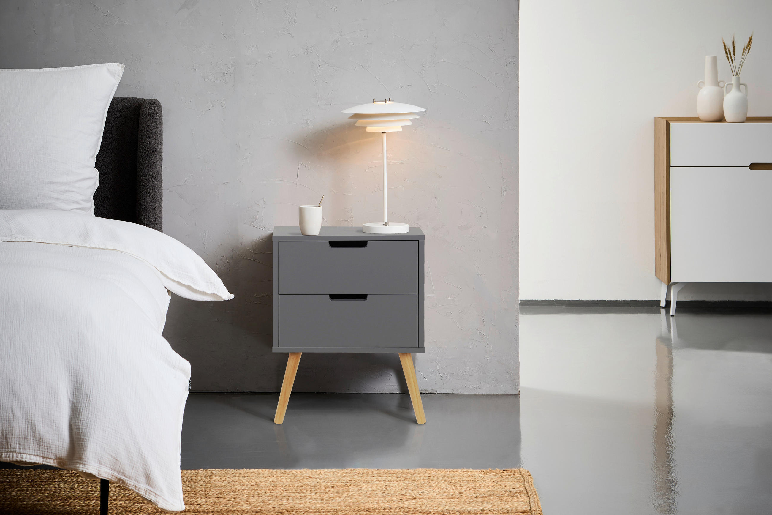 NACHTSCHRANK 40/60/30 cm Kiefer massiv  - Naturfarben/Grau, Design, Holz/Holzwerkstoff (40/60/30cm) - Xora