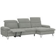 ECKSOFA in Webstoff Silberfarben  - Silberfarben/Schwarz, LIFESTYLE, Textil/Metall (310/180cm) - Valnatura