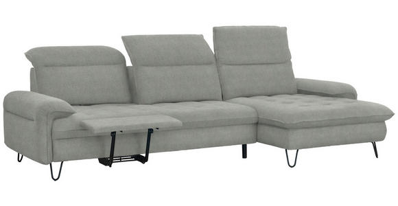 ECKSOFA in Webstoff Silberfarben  - Silberfarben/Schwarz, LIFESTYLE, Textil/Metall (310/180cm) - Valnatura