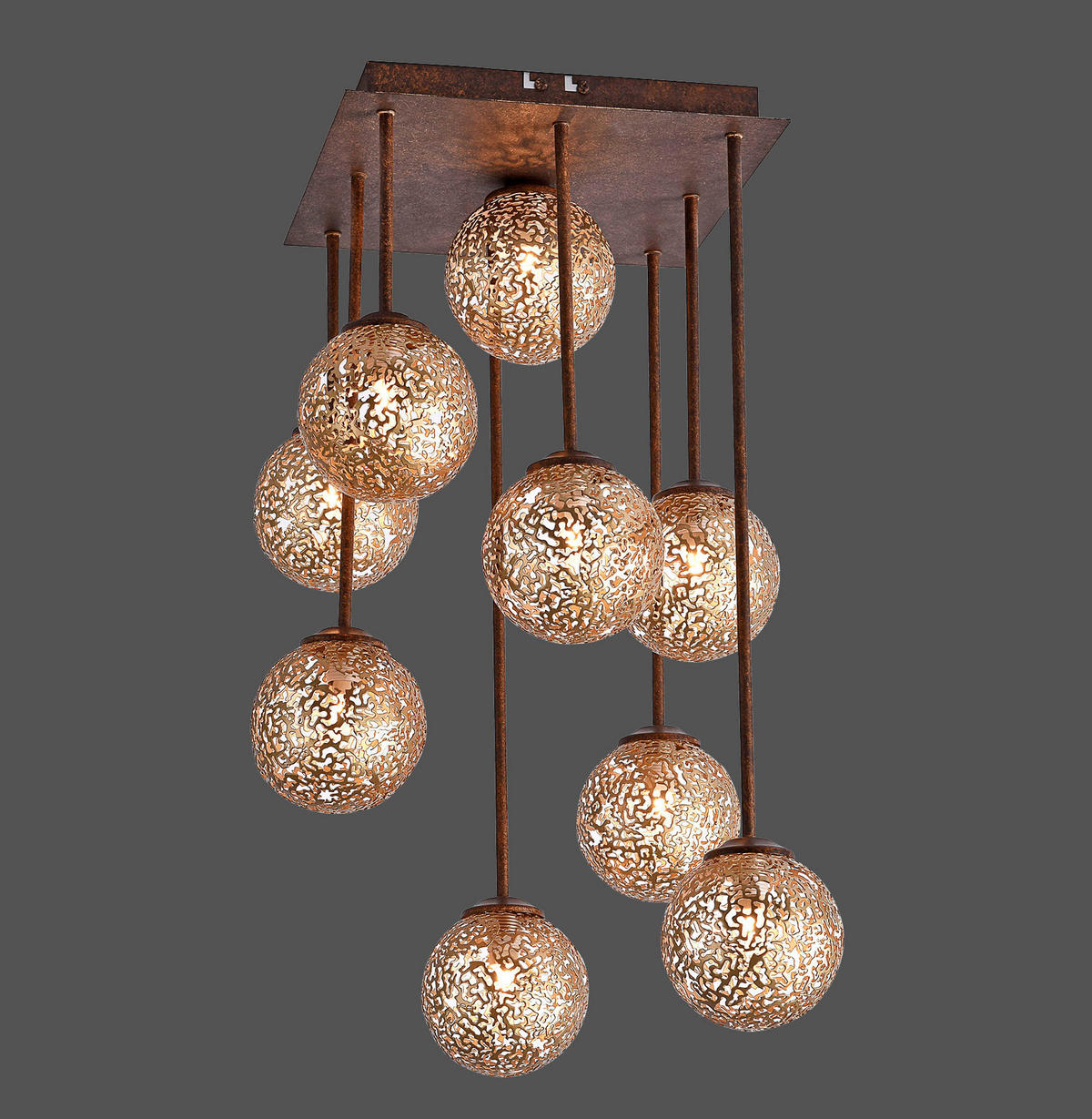 LED-DECKENLEUCHTE 30,5/30,5/55,4 cm   - Rostfarben, KONVENTIONELL, Kunststoff/Metall (30,5/30,5/55,4cm) - Paul Neuhaus