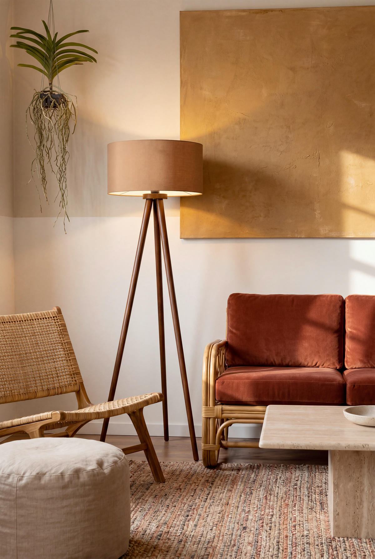 STEHLEUCHTE 50/150 cm  - Taupe, Trend, Holz/Textil (50/150cm) - Collett's Monde