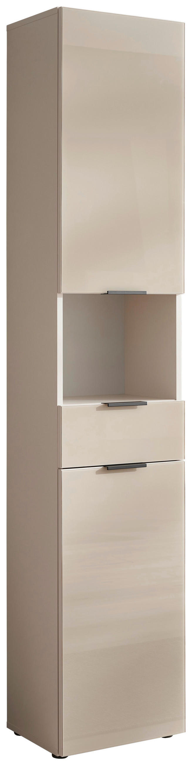 HOCHSCHRANK 38/189/28 cm  - Kaschmir/Schwarz, Lifestyle, Glas/Holzwerkstoff (38/189/28cm) - home24