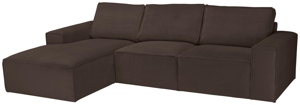 ECKSOFA Braun Chenille  - Schwarz/Braun, KONVENTIONELL, Kunststoff/Textil (168/272cm) - Carryhome