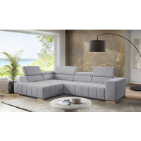 ECKSOFA in Chenille Grau  - Naturfarben/Grau, Design, Holz/Textil (201/307cm) - Livetastic