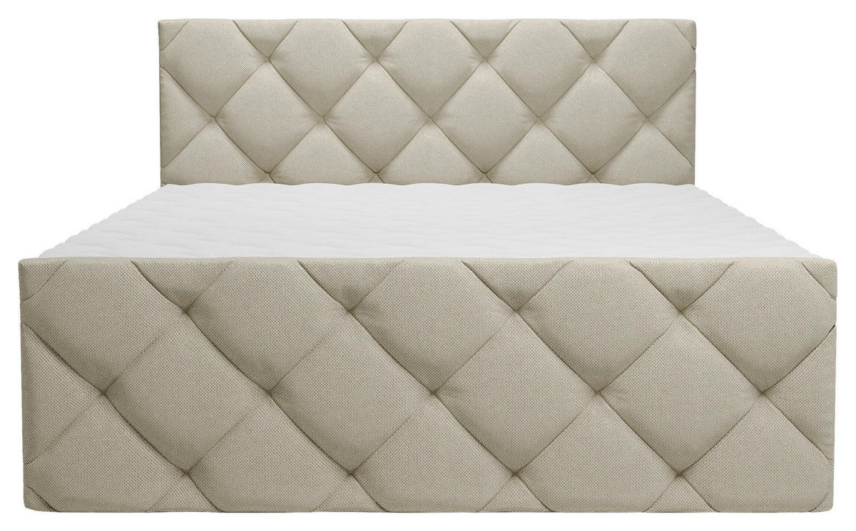 BOXSÄNG 160/200 cm  i beige  - beige/svart, Klassisk, textil/plast (160/200cm) - Carryhome