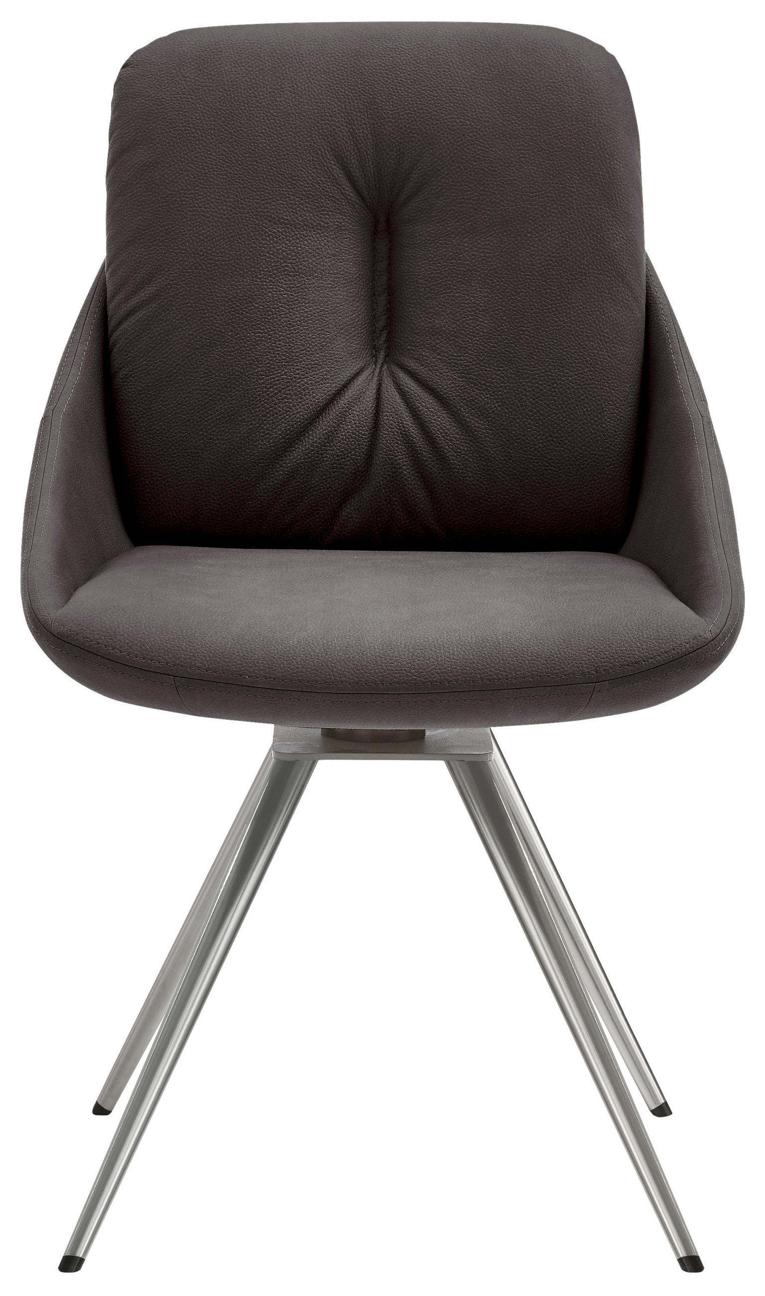STUHL  in Stahl Metall, Textil  - Edelstahlfarben/Mokka, Design, Textil/Metall (55/91/64cm) - Venjakob