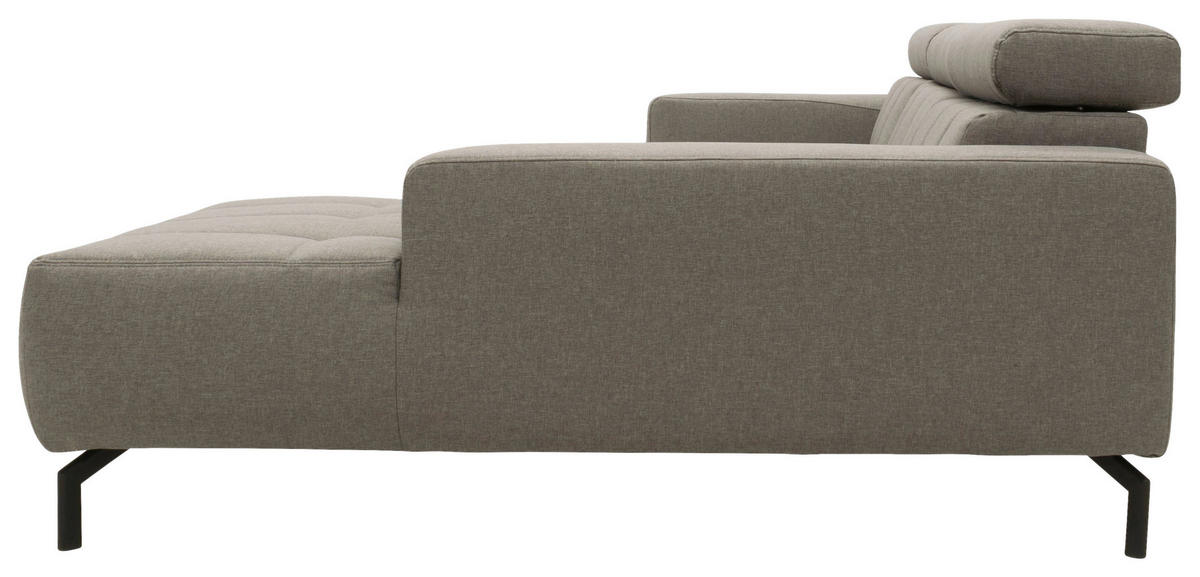 ECKSOFA in Webstoff Silberfarben  292/175 cm  - Silberfarben/Schwarz, Design, Textil/Metall (292/175cm) - MID.YOU