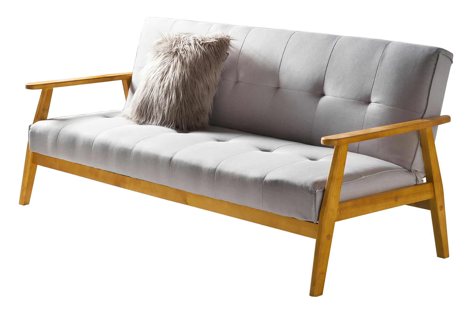 SCHLAFSOFA Webstoff Naturfarben, Hellgrau  - Hellgrau/Naturfarben, MODERN, Holz/Textil (190/81/85cm) - Livetastic