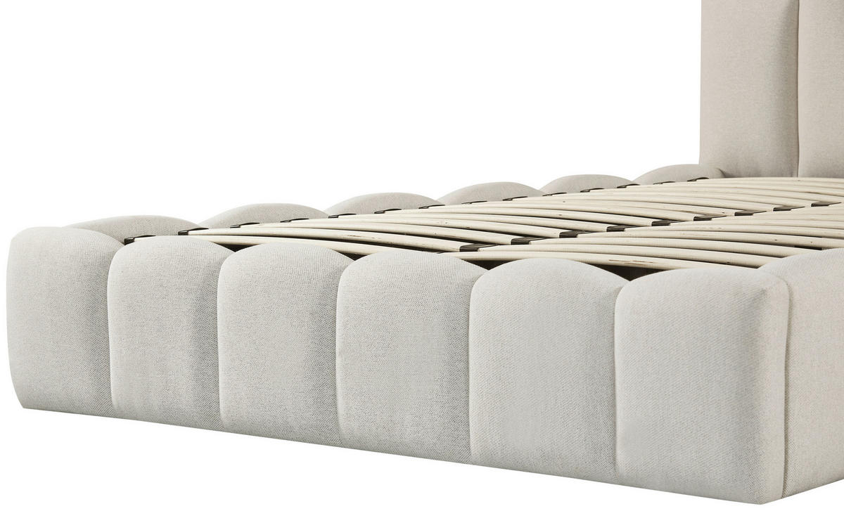 POLSTERBETT 140/200 cm  Creme  - Creme/Schwarz, Modern, Holz/Kunststoff (140/200cm) - Livetastic
