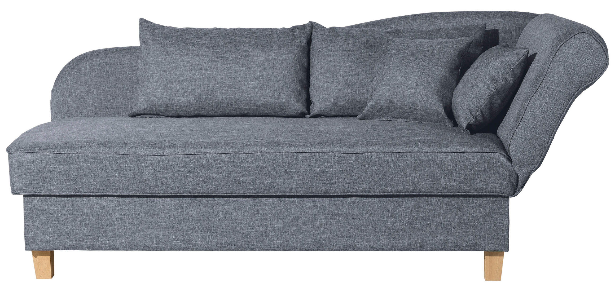 RÉCAMIERE Selma Blau Flachgewebe  - Blau/Buchefarben, Design, Holz/Textil (190/88/82cm) - Max Winzer