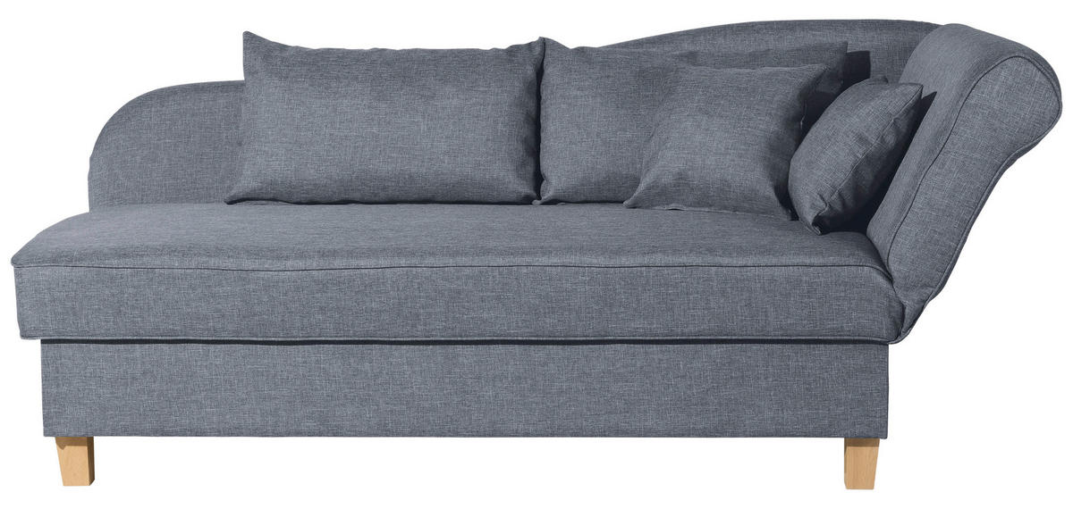 RÉCAMIERE Selma in Flachgewebe Blau  - Blau/Buchefarben, Design, Holz/Textil (190/88/82cm) - Max Winzer