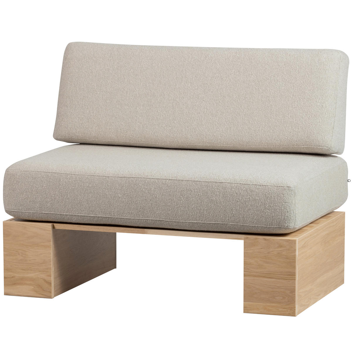 SITZBANK 110/84/67 cm Bouclé Eichefarben, Beige Eiche massiv  - Eichefarben/Beige, MODERN, Holz/Textil (110/84/67cm) - Livetastic