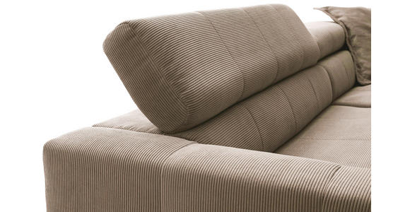ECKSOFA Taupe Cord  - Taupe/Schwarz, KONVENTIONELL, Textil/Metall (311/219cm) - Hom`in