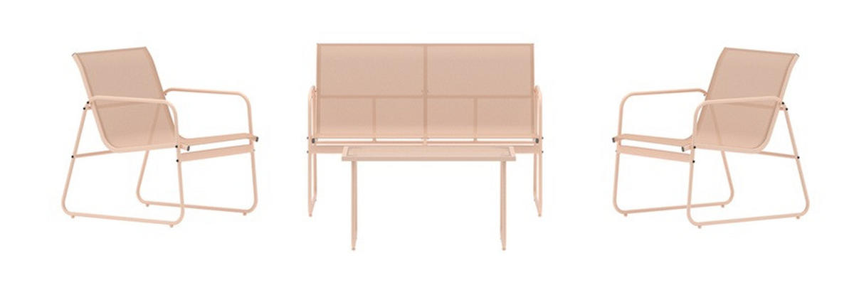 LOUNGEGRUPP 4 delar  - beige, Klassisk, metall/glas