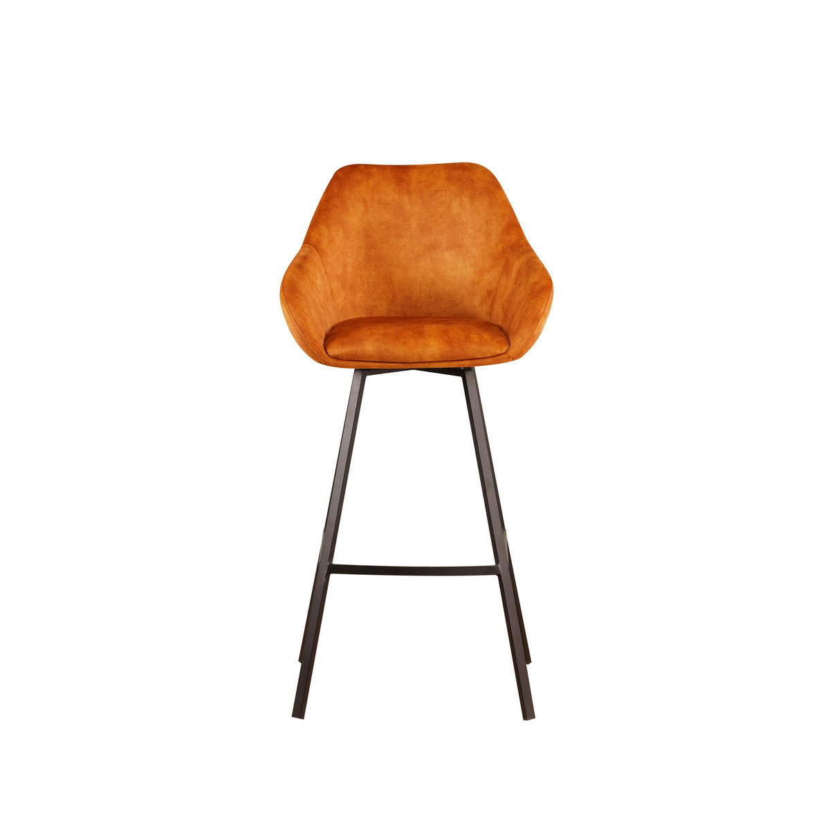 BARHOCKER-SET Samt, Velours Gelb, Goldfarben, Cognac Sitzfläche 180° drehbar, automatische Rückholfunktion  - Cognac/Gelb, MODERN, Textil/Metall (55/109/57cm) - MID.YOU