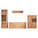 WOHNWAND  in Schwarz, Eichefarben  360/195,5/46.5 cm  - Eichefarben/Anthrazit, Natur, Glas/Holz (360/195,5/46.5cm) - Linea Natura