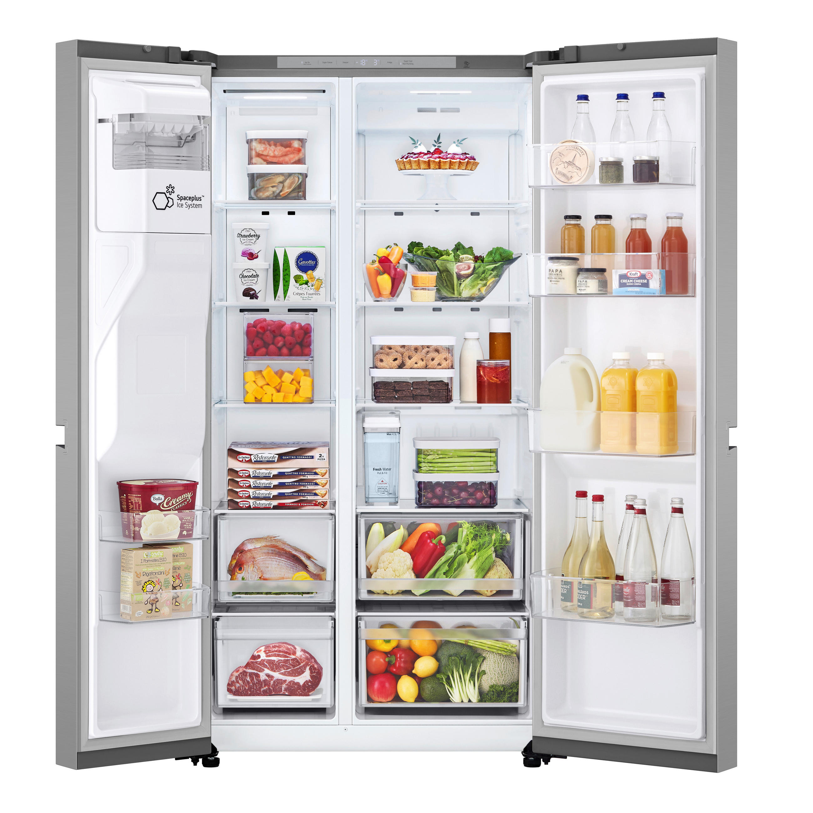 SIDE-BY-SIDE 91,3/179/73,5 cm  - Silberfarben, Basics, Glas/Kunststoff (91,3/179/73,5cm) - LG