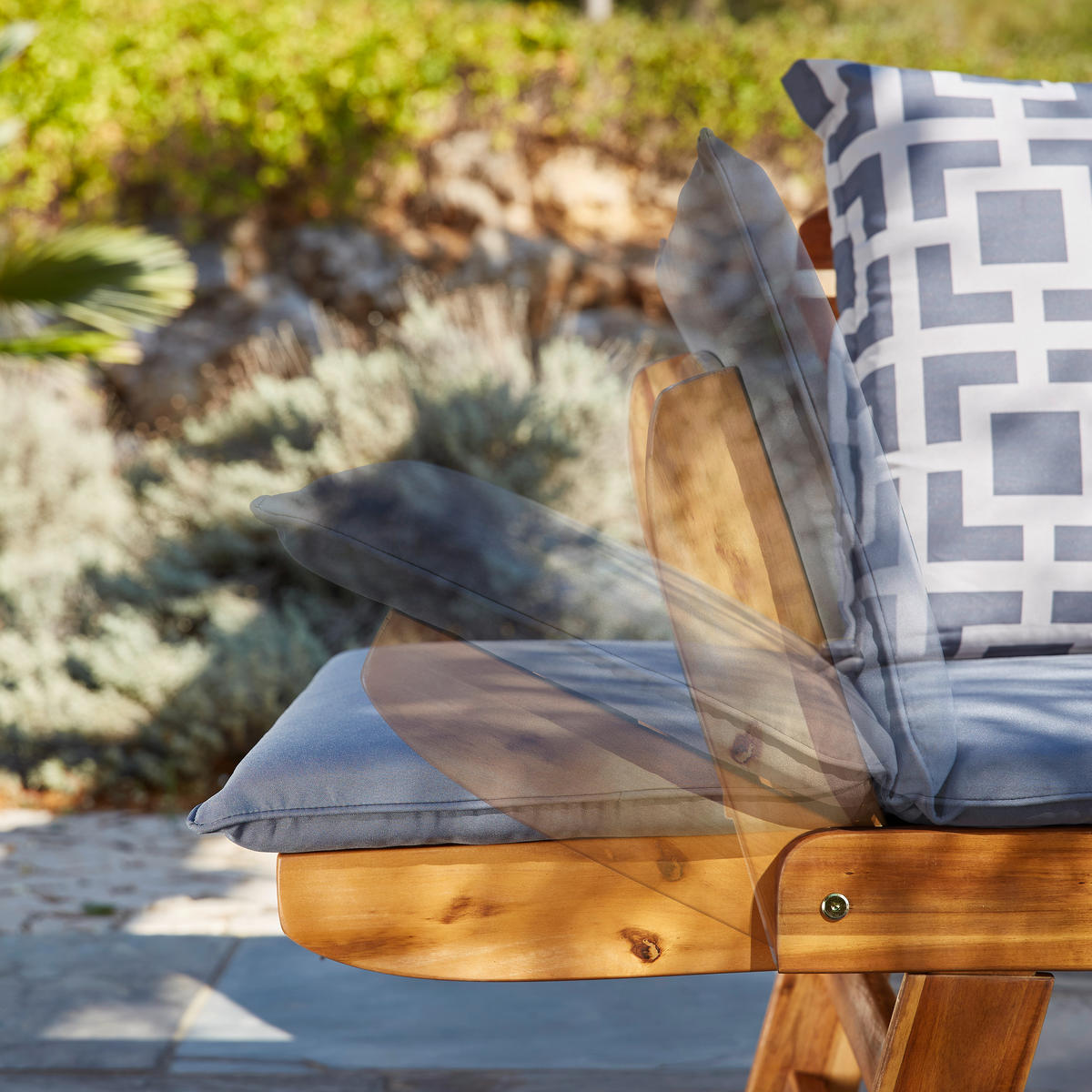 GARTENBANK 75/190/67 cm Akazie   - Grau/Akaziefarben, Design, Holz/Textil (75/190/67cm) - Ambia Garden