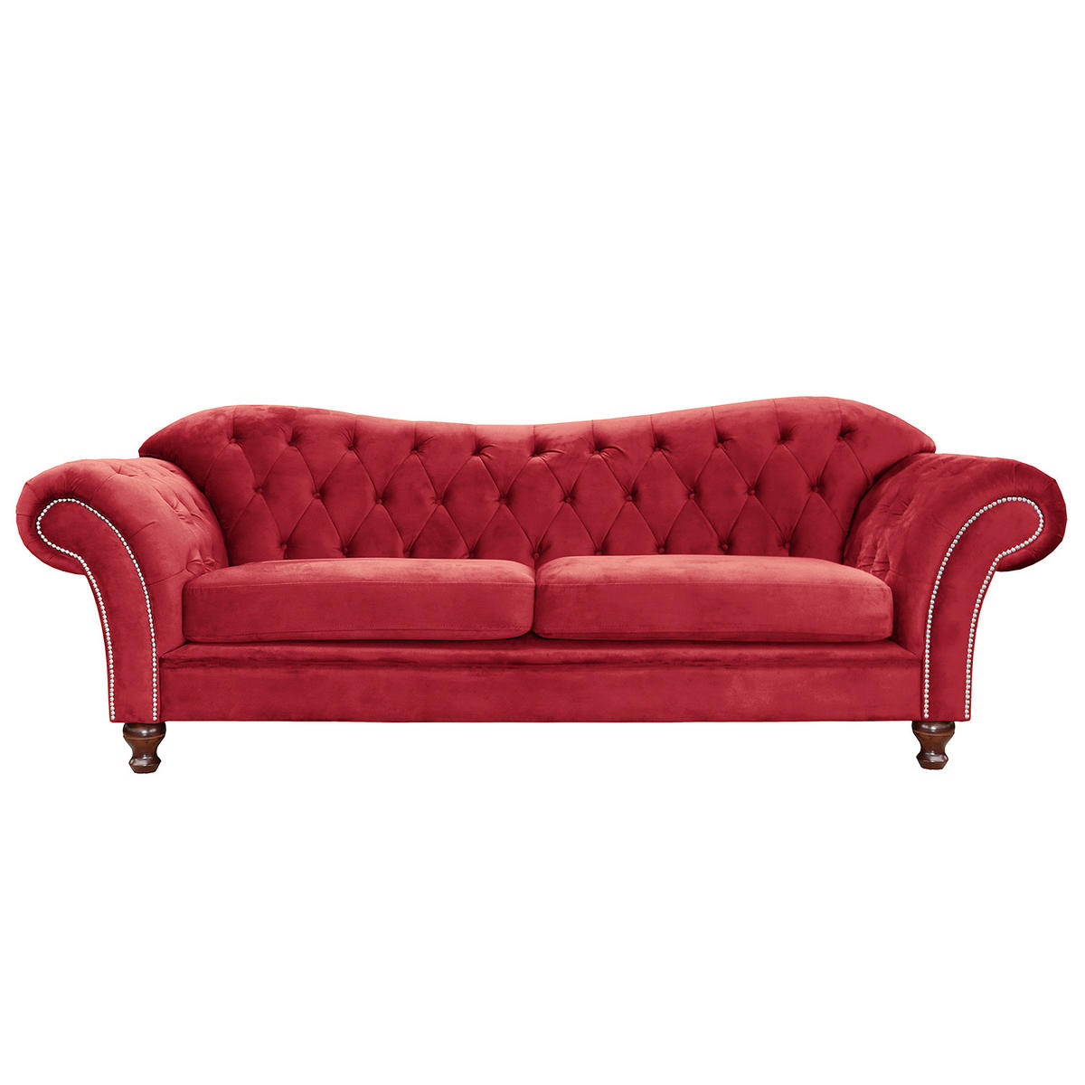 3-SITZER-SOFA SHEFFIELD Mikrofaser Rot  - Rot/Braun, Design, Holz/Textil (230/92/90cm) - P & B