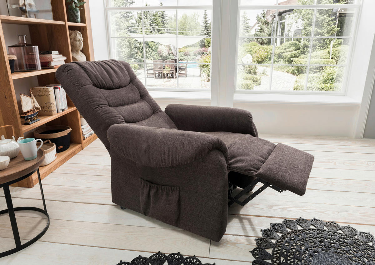 FERNSEHSESSEL  mit Fußteilverstellung, Rücken echt Struktur Dunkelbraun  - Dunkelgrün/Dunkelbraun, Design, Kunststoff/Textil (76/106/94cm) - Livetastic