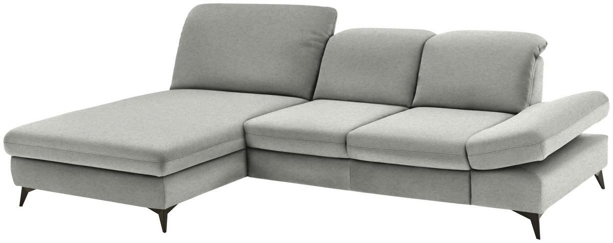 ECKSOFA Chenille Silberfarben  - Silberfarben/Schwarz, Design, Textil/Metall (198/288cm) - Beldomo Style