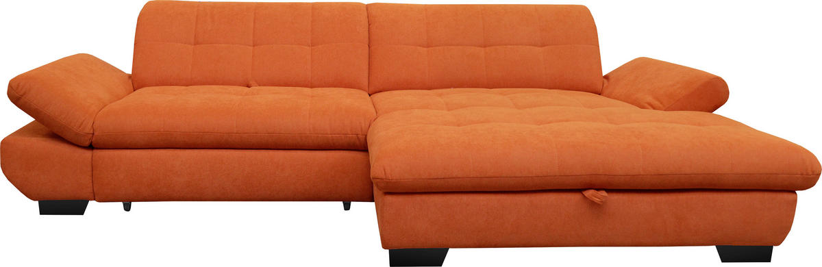 ECKSOFA in Mikrofaser Orange  - Schwarz/Orange, Design, Textil/Metall (290/198cm) - Xora