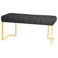 HOCKERBANK Kunststoff, Metall Schwarz, Goldfarben  - Goldfarben/Schwarz, Design, Kunststoff/Metall (47/48/100cm) - Kayoom