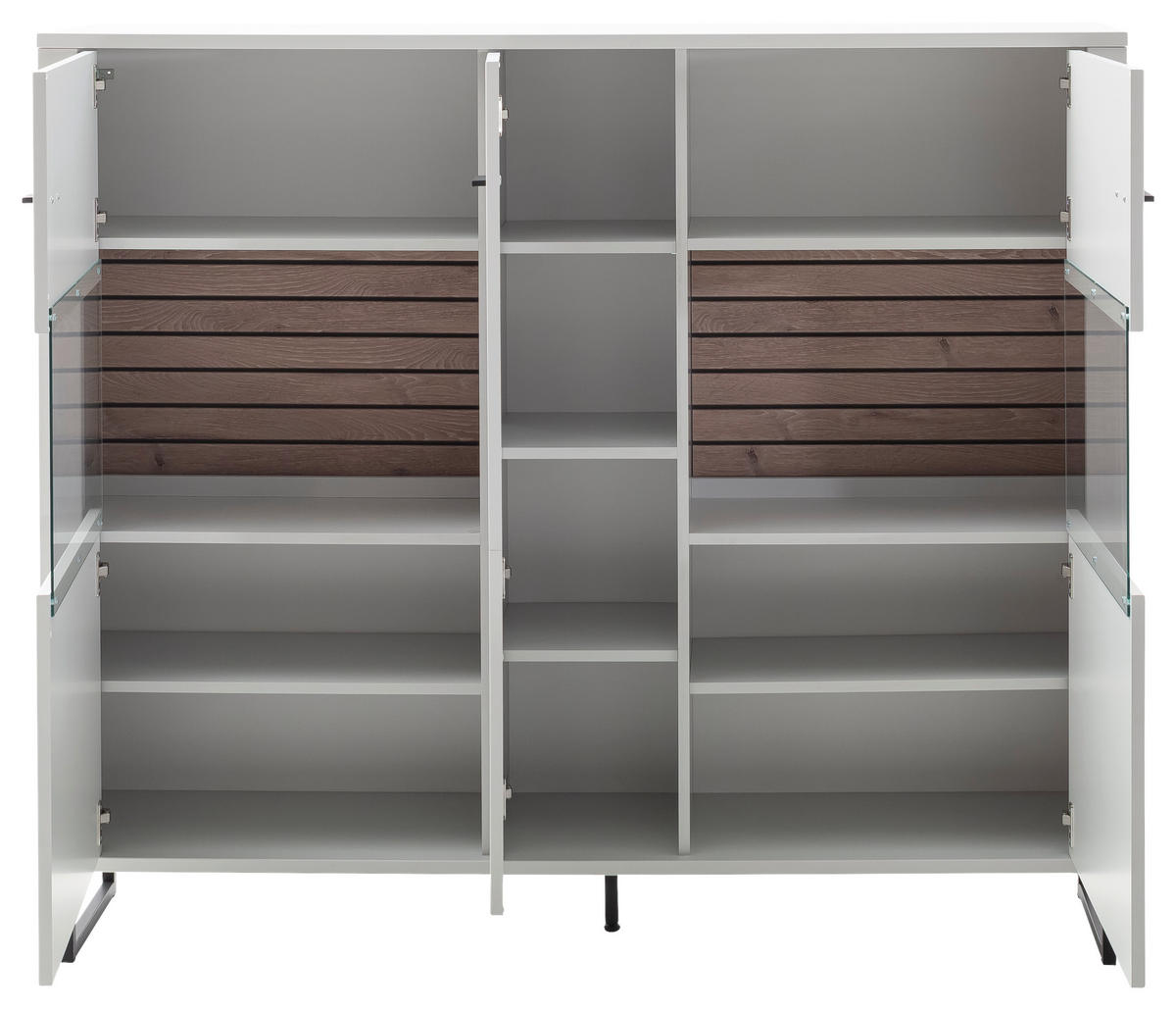 HIGHBOARD Weiss, Eichefarben  159/136/37 cm  - Weiss/Eichefarben, Design, Glas/Holzwerkstoff (159/136/37cm) - Stylife