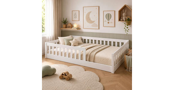 BODENBETT. 120/200 cm  in Weiß  - Naturfarben/Weiß, KONVENTIONELL, Holz (120/200cm) - Carryhome
