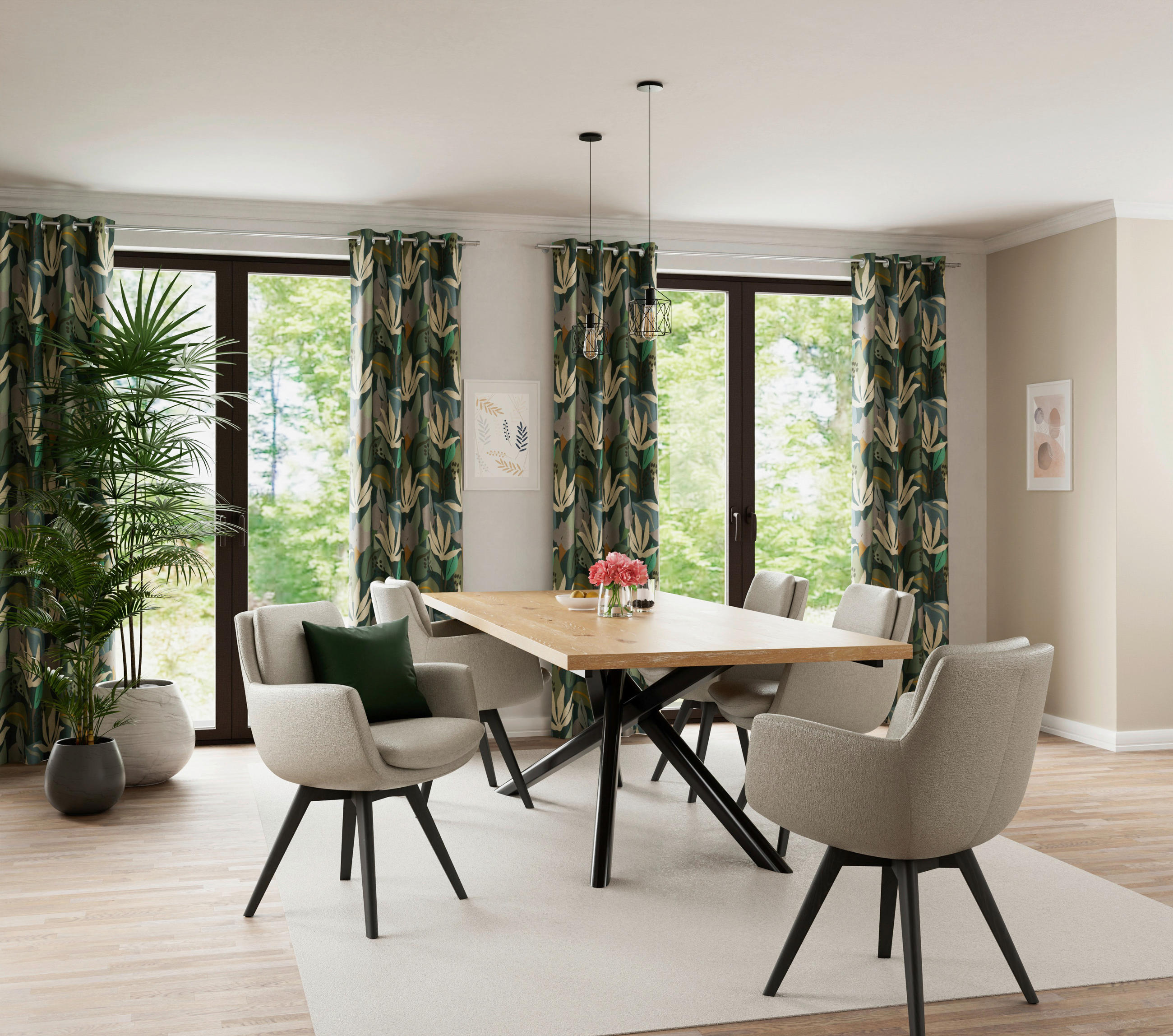 FERTIGVORHANG blickdicht  - Waldgrün, Basics, Textil (135/245cm)