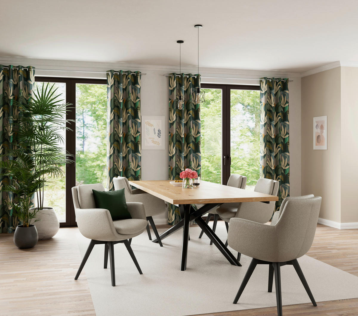 FERTIGVORHANG blickdicht  - Waldgrün, Basics, Textil (135/245cm)