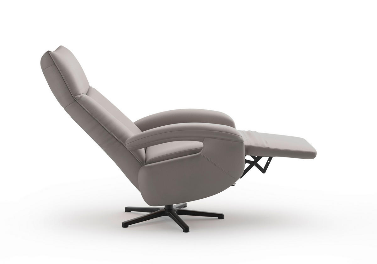 SESSEL in Echtleder Hellgrau  - Hellgrau/Schwarz, KONVENTIONELL, Leder/Metall (74/112/82cm) - Sit & More