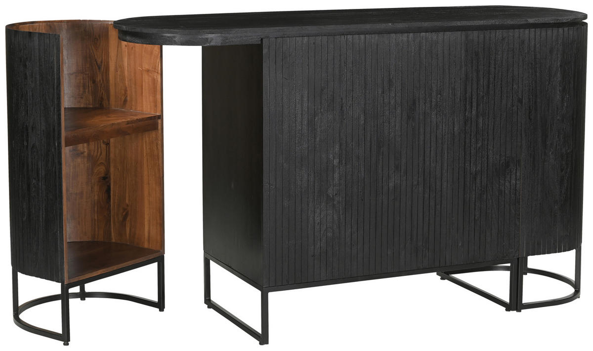 KONYHASZIGET 180/105/50 cm  - akáciaszínű/fekete, Design, fa/fém (180/105/50cm) - Livetastic