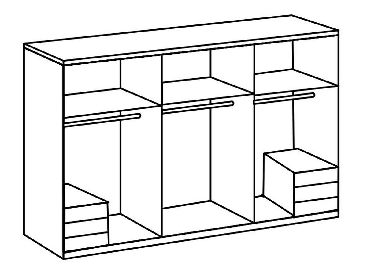 DREHTÜRENSCHRANK in Weiss, Eichefarben  - Chromfarben/Weiss, Modern, Glas/Holzwerkstoff (300/216/58cm) - MID.YOU