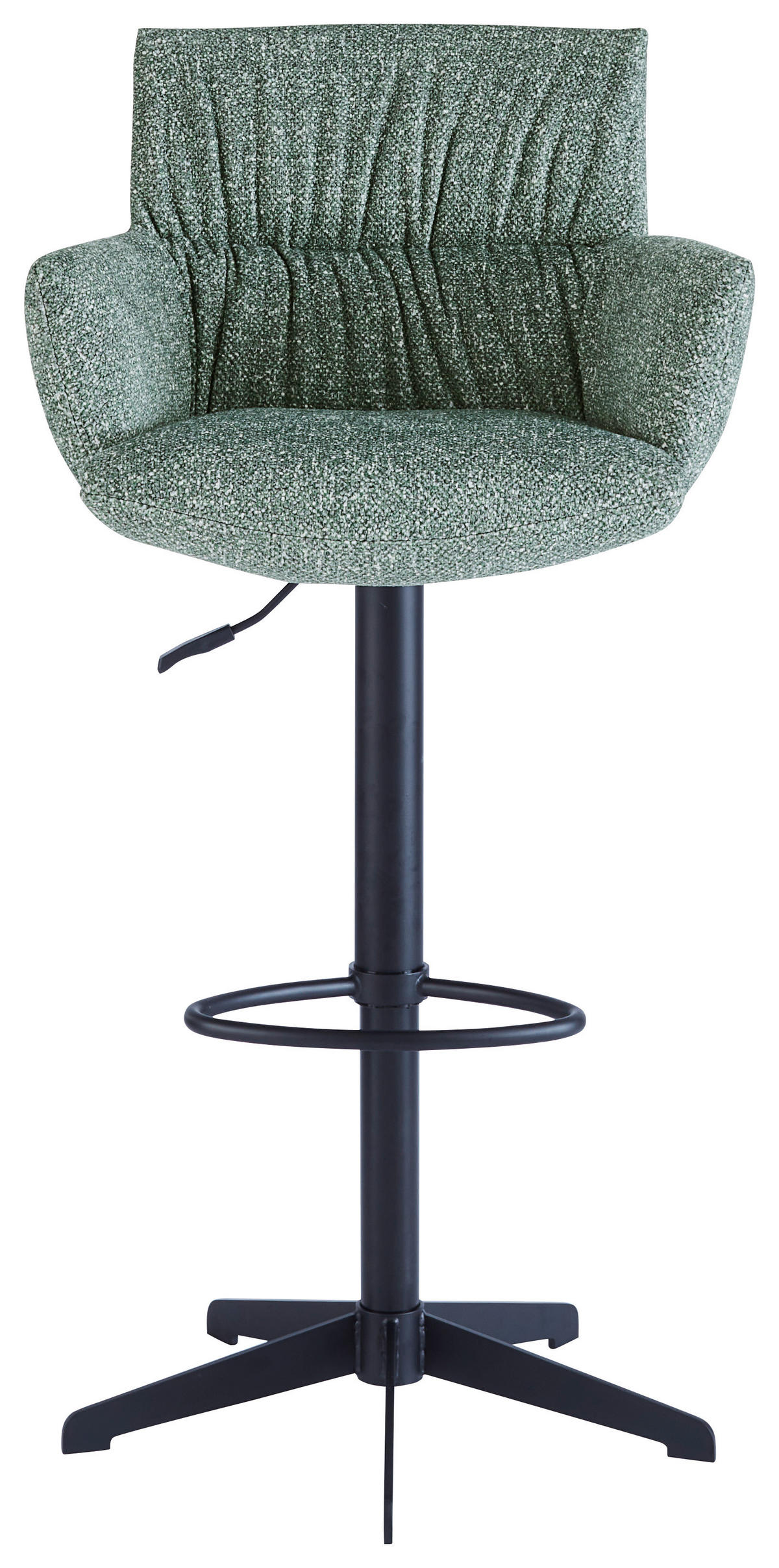BARHOCKER Leinenoptik Olivgrün Eisen Sitzfläche 360° drehbar, automatische Rückholfunktion  - Schwarz/Olivgrün, Design, Textil/Metall (58/88-112/58cm) - Dieter Knoll